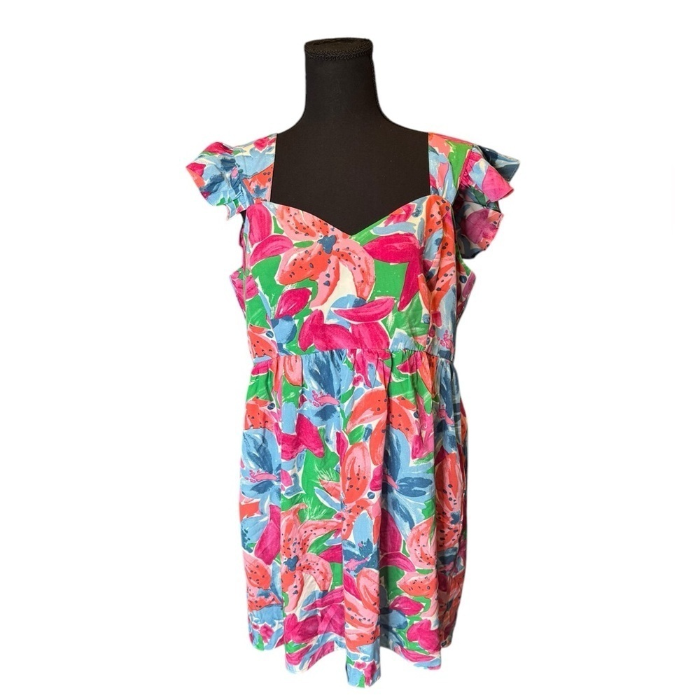 NWT Jodifl Women’s Sleeveless Dress Floral Print Vibrant Babydoll Large Z92